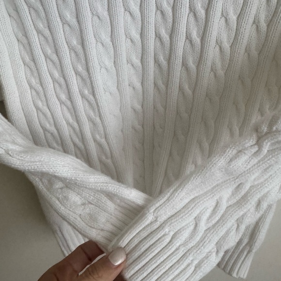Ralph Lauren Signature Crew Neck Cotton Cable Knit Sweater White XS - Picture 9 of 13